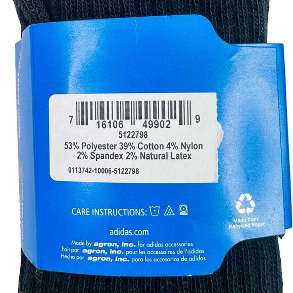 Adidas Climalite 3-Stripe Athletic Cushioned Comfort Socks - Size Medium - 3 Pk - Picture 5 of 5